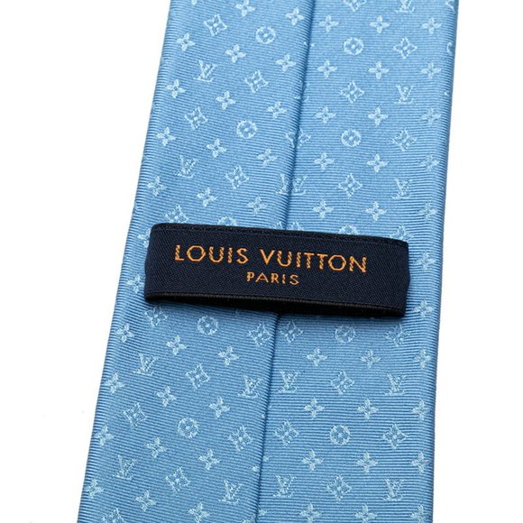 Louis Vuitton Monogram Cravat Monogramsim Necktie M75991 Light Blue Silk Men'... - Picture 4 of 6